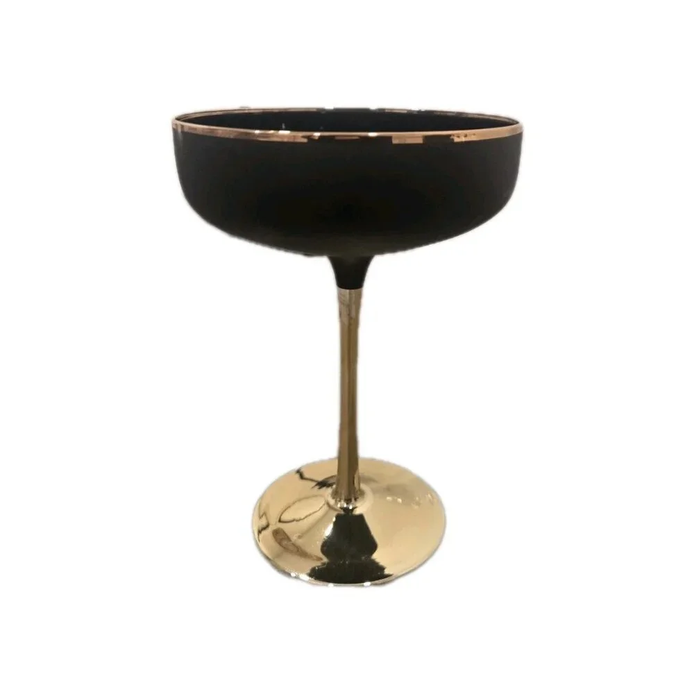 New MCM Party Gold Stem Matte Black Martini Cocktail Champagne Glass Cup